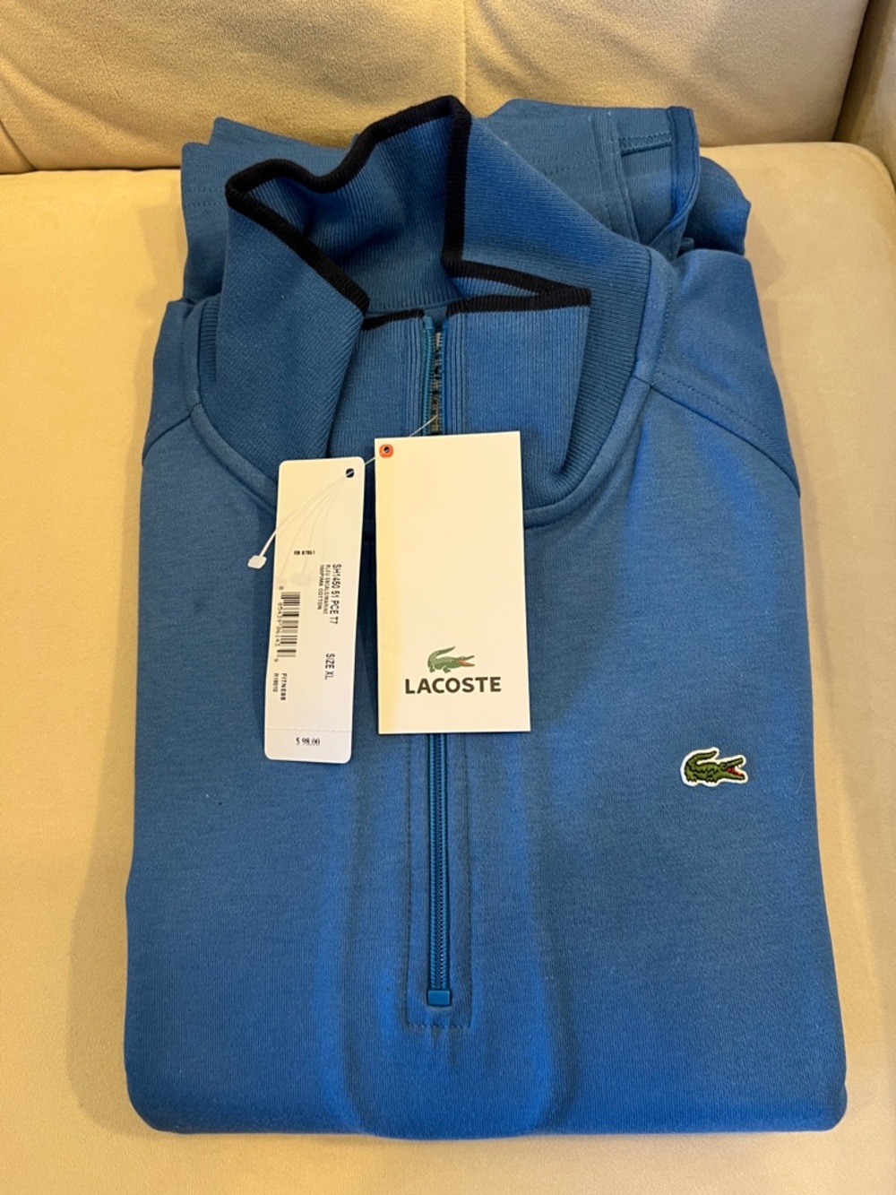 Lacoste Blue Half-Zip Pullover with Signature Crocodile
